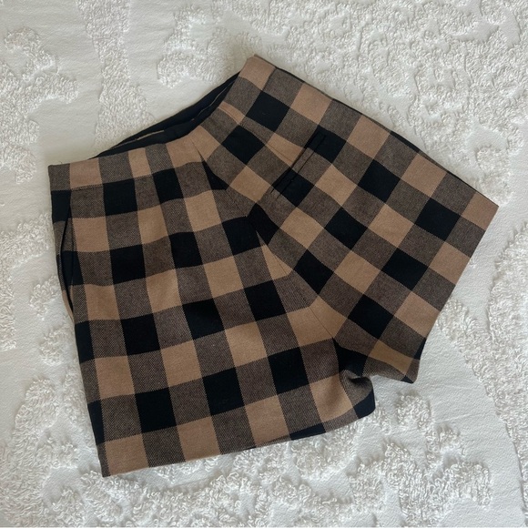 [CLEARANCE/Send Offers] Wool Mini Skort in Brown & Black Check Print - Picture 6 of 6